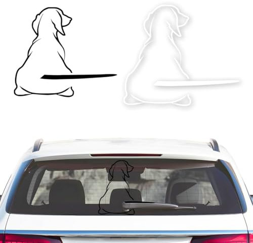 SGERUFZ 2 Pezzi Adesivo Auto Divertente per Cane, Coda Oscillante, Adesivo Riflettente in Vinile per Parabrezza e Tergicristallo