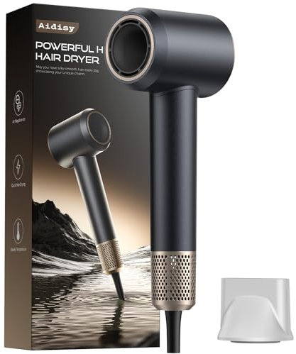 Secador de Pelo, Potente Secador de Viaje, Secador de Pelo Profesional con Motor de 110.000 RPM, 1 Concentrador, 2 Combinaciones de Velocidad 3 Temperatura Gris