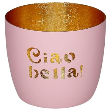 Giftcompany Madras Windlicht M Ciao Bella! rosa/Gold 8,5cm