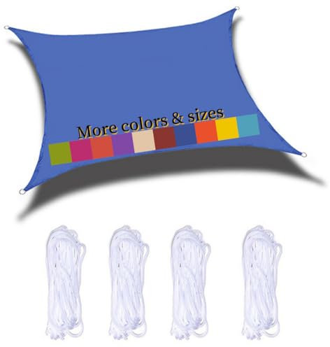 Voile D'ombrage Rectangulaire 2x2.5m Imperméable PES Toile Ombrage 98％ UV Protection pour Jardin Terrasse Balcon Piscine Fête Extérieur, Bleu Royal