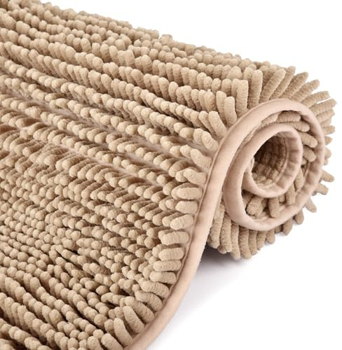 FCSDETAIL rutschfeste, Hochflor Badteppiche 50 x 80 cm, Maschinenwaschbare Badematte, Badvorleger mit Wasserabsorbierenden, für Badewanne, Dusche und Badezimmer
