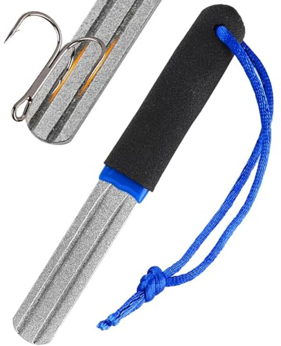 V-Groove Dart Sharpener, Precision Portable Slim Double Sided Diamond Grinding File, Compact Slim Fishing Hook Hone Sharpening Tool for Fishing Grinding Rapid Sharpening Reduced Bounce Outs (Blue)