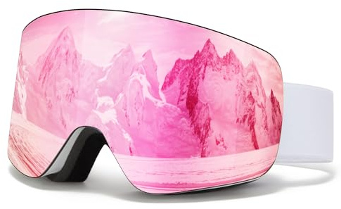 VCOROS Skibrille OTG für Unisex YH227 Snowboard Brille für Ski | Skibrillen mit Anti-Rutsch Kopfband UV-Schutz Anti-Nebel Ski Goggles Vollständig Plattiertes REVO Einstellbare für Skifahren
