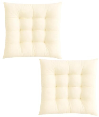 TioRacY 2er Set Sitzkissen 40x40 cm (Beige)- Weiche Indoor & Outdoor Sitzpolster, waschbare Stuhlkissen für Gartenstühle und Esszimmer