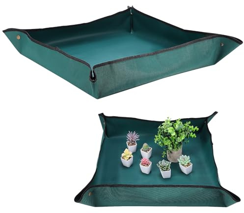VALICLUD Gardening Repotting Mat 75x75cm Dark Green Soil Pad for Indoor Plants Planting Mat Potting Tray Home Garden Use
