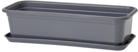 pokm toolsmarket - Blumenkasten mit Untersetzer, Länge 50 cm, Hell Anthrazit, EU-Qualität Blumenkübel Pflanzkasten Balkonkasten Venus