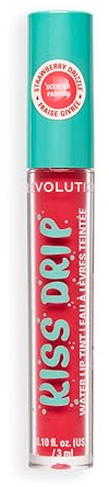Revolution Kiss Drip Water Lip Tint, Feuchtigkeitsspendender Getönter Lipgloss mit Sheabutter & Vitamin E, Aufbaubare Farbe, Strawberry Drizzle, 3ml