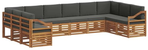 vidaXL Sofagarnituren 10 pcs Natur und Anthrazit Massivholz Akazie, Moderner Garten-Sofa-Sectional, Robustes Lounge-Set, perfekte Möbel für Deine Terrassen-Entspannung