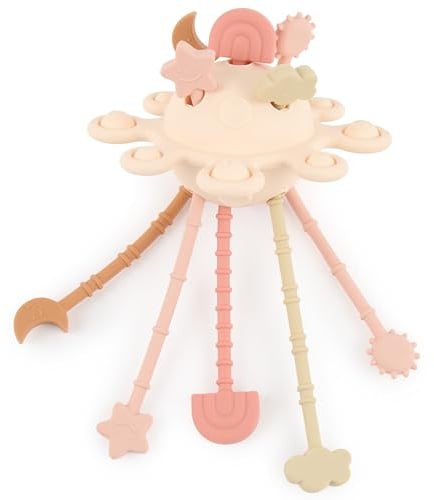 Bieco Silikon Activity Planet Oat | Montessori UFO Spielzeug Baby | Silikon Zugschnur Spielzeug ab 1 | Montessori | Baby