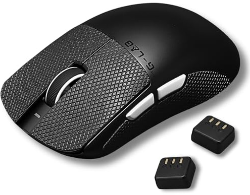 The G-Lab - Kult Elite M150 - Gaming Maus PixArt 3950 Optischer Sensor, 30000 DPI, 8000 Hz - Kabellose Gaming-Maus Tri-Mode 2,4 GHz/BT/Kabel - 200h Laufzeit, 2Akkus & Grips inklusive - Custom Software