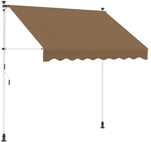 Runheo Auvent rétractable Manuel Beige 150 cm en Polyester avec Toile occultante, Montage Mural, Protection Solaire réglable pour terrasse Balcon Jardin pergola Patio