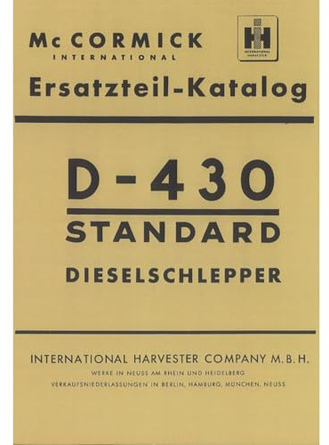 McCormick Ersatzteilliste Dieselschlepper Standard D430-Traktor Ersatzteilliste