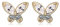 Crystalline Azuria Femme Clous Boucles d'Oreilles Papillon 18ct Plaqué Or Jaune avec Cristaux Blancs en Zircone
