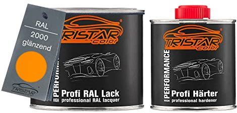 TRISTARcolor RAL 2000 Gelborange glänzend Lack Dose + Härter 0,75 L | 2K-Set aus Lack + Härter, schnelltrocknend