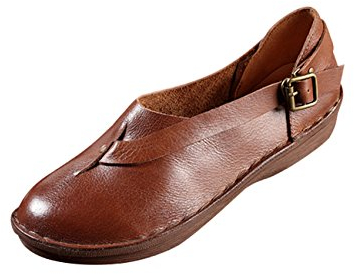 Youlee Damen Sommer Runder Zeh Schnalle Ledertasche EU 38/CH 39