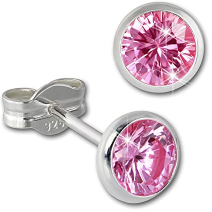 SilberDream Ohrringe 5mm für Damen 925 Silber Ohrstecker Zirkonia rosa SDO5535A Silber Ohrstecker