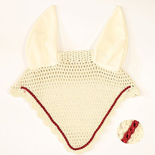 Eskadron Fliegenohren Creme mit Einer Kordel in Burgundy, Größe:Warmblut