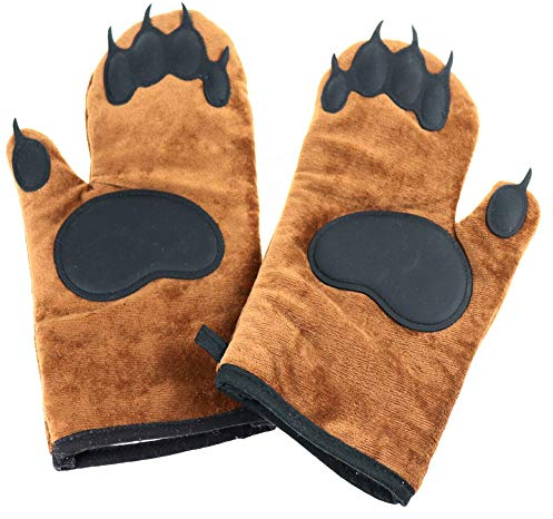 Geekbuzz Ofenhandschuhe Bär, Silikon, hitzebeständig braun