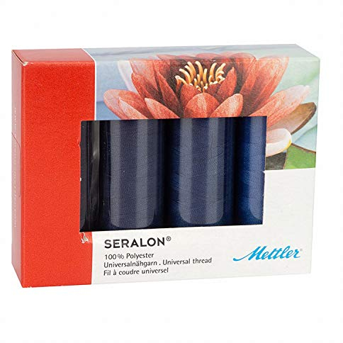 Amann METTLER GARNSET SERALON NO.100, Perfekter Allesnäher in gängigen Universalfarben, für tadellose Nähte (4 X 200 m) (Navy)