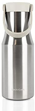 LocknLock Metro Bottle Double-Wall Insulated Stainless Steel with Silicone Handle, 16 oz, Silver