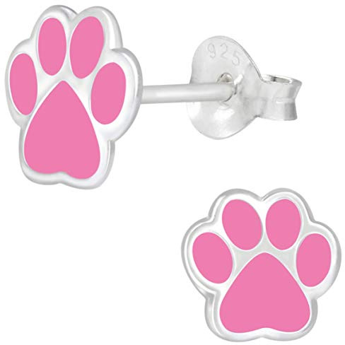 JAYARE Pfoten Ohrringe Mädchen 925 Sterling Silber Hunde Ohrstecker Hundepfote Kinderohrringe Katze Kinder Mädchenohrstecker