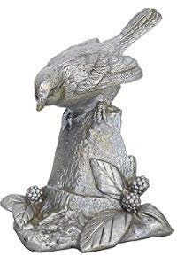 Antike Fundgrube Bronze Figur Vogel vernickelt | Gartenvogel Skulptur Tierfigur Dekoration | 9x13x9 cm (9666)