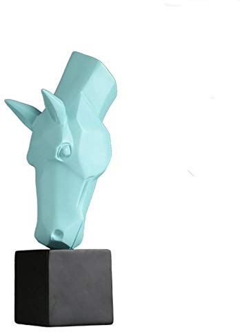 ZTIANEF Skulptur 37Cm Pferdekopf Vase Getrocknete Blumen Vase Büro Kunst Dekoration Home Dekoration Blumen Vasen-Blau_9 * 9 * 37Cm