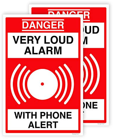 Pack of 2 Burglar Alarm Stickers Self Adhesive Waterproof Vinyl Shed Stickers 75mmx100mm V1166
