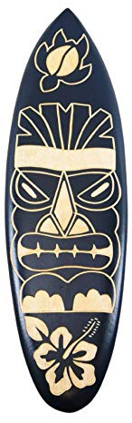 Dekoratives Surfbrett aus Holz, Motiv Tiki, 50 cm