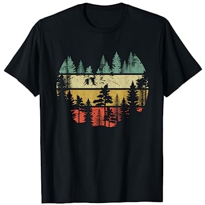 Waldlichtung Outdoor Natur Bäume Retro Wald T-Shirt
