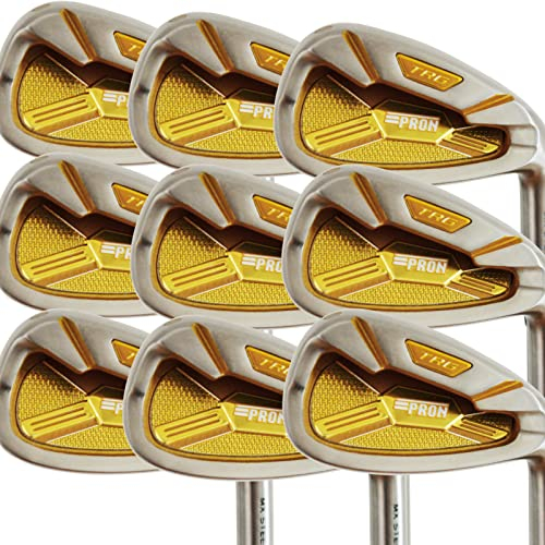 Japan Pron Iron Mens Set or Single Golf Club,Chrome Finish,TRG22 Model, 4-P,A,Sw,Regular Flex,Graphite Shaft,Grip Mid,Plus Length,Pack of 9