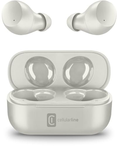 cellularline - Wink - Universale - Cuffiette Auricolari Bluetooth 5.0 HiFi Stereo con Custodia di Ricarica - Autonomia Totale di 25 Ore - Ricarica 2 Ore - Portata 10 Mt - Grigio