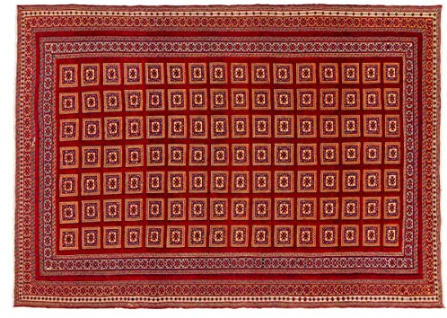 Afghan Kelim Bakhtiari Teppich 200x300 Handgewebt Rot Feldmuster d