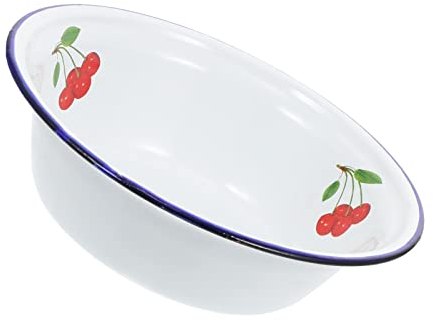 TOPBATHY Küche Emaille Waschbecken Rührschüssel Praktische Chinesische Salat Obstschale Dekorative Türkische Servierschale für Küche Öl Eis Dessert 20cm