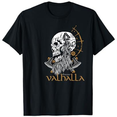 Wikinger Totenkopf Bart & Äxte T-Shirt