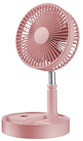 tuzhi Desk Fans Portable Desk Fan Telescopic Foldable Fan Pedestal Stand Floor Fan 180° Adjustable Remote Time-Set 7200mAh Oscillate USB Charging (Color : Pink)