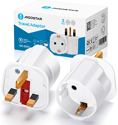 UK Steckdose Reiseadapter England Deutschland Stecker, Stromadapter Reisestecker Schuko EU zu UK Adapter Weiß