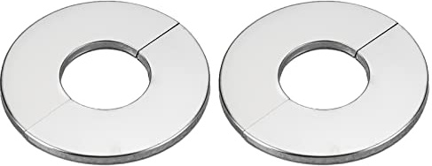 Lot de 2 cache-tuyaux muraux en acier inoxydable chromé pour tuyau de diamètre - 50 mm - Argenté