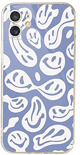 Compatible with iPhone 12 Case Clear with Design for iPhone 12 Case Aesthetic Smiley Face Phone Case Shockproof Protective Preppy iPhone 12 Case for Men Women Boys Girls