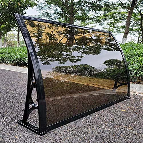 Front Door Canopy Outdoor Awning,Rain Shelter 80x120cm/100x120cm Patio Porch Shelter PC Polycarbonate Cover ,Outdoor Canopy (Color : Brown, Size : 80X120cm)