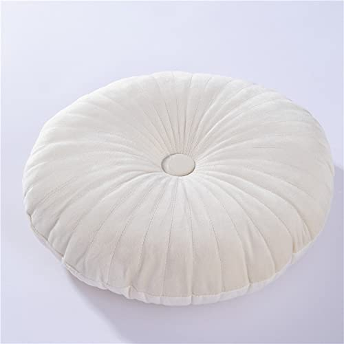 NatureMan Rundes Wurfkissen, Samt-Dekoration, kleines Überwurfkissen, Kürbis-Design, geeignet für Wohnzimmer, Sofa, Bett, Boden, 34,8 cm, cremefarben