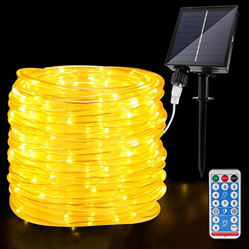 JIMACRO Outdoor Solar LED Lichtschlauch, IP65 Wasserdicht Solar Lichterkette Außen 22m 200LEDs Solar Deko Lichter mit 8 Beleuchtungsmodi für Garten Baum Party Weihnachtsdekoration