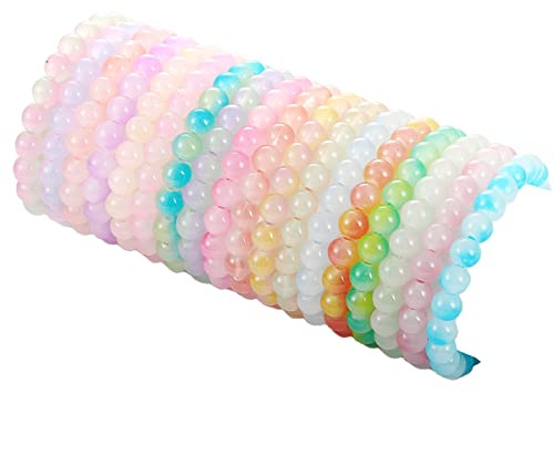 SAMOCO 18Pcs 8mm Glass Beaded Stretch Bracelets for Women