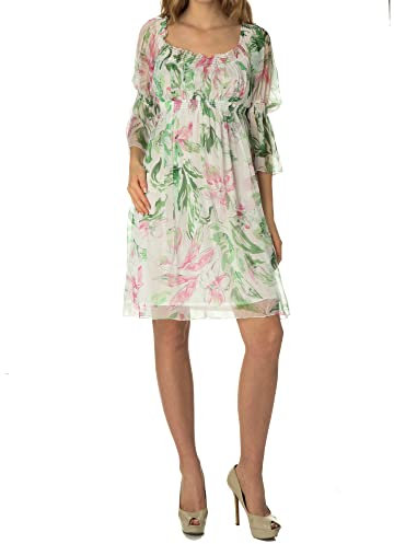 Kleid aus Chiffon mit 3/4-Arm, Rosa, M