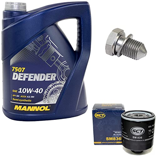 Motoröl Set 10W40 5 Liter + Ölfilter SM836 + Ölablassschraube 48871