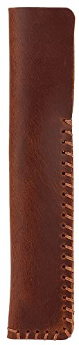 GORGECRAFT Handgefertigtes Leder-Stift-Etui Doppel-Stiftbeutel-Halter Organisator-Schutzhülle Füllfederhalter Bleistifte Federmäppchen Vintage-Stift-Schutzhülle Für Studenten Geschäftsleute (Braun)