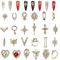 3D Nail Charms, 24 Pcs Shiny Nail Rhinestones Gems Heart Cross Nail Art Charms Gold Metal Nail Jewelry Luxury Crystal Nail Art Decoration for Nail Design DIY Crafts (Gold)