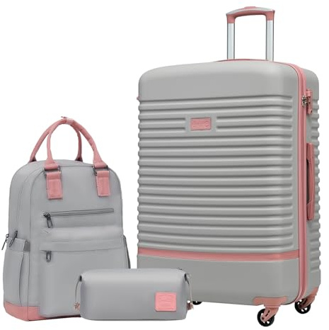 COOLIFE Suitcase Set, 3 Piece Luggage Sets with Travel Backpack & Wash Bag | 28 Large Suitcase for Long Travel, Lightweight Suitcase ABS, TSA Lock, YKK Zipper, 360° Spinner Wheels, Telescopic Handle