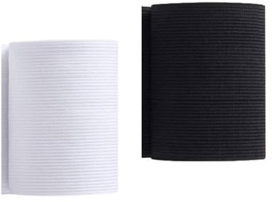 Sbivih Gummiband 60mm 70mm 80mm 100mm Breit Weiß Schwarz 2 Rollen 3 Meter Gummilitze Elastisches zum Nähen, Elastic Band für Haushalt DIY (3M X 80MM, Schwarz and Weiß)