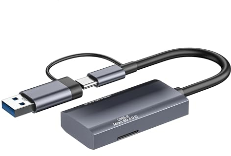UHS-II SD 4.0 Kartenleser, 2-in-1 USB A & Typ-C Speicherkartenleser für iPhone 15/Android-Handy/iPad/Mac/Laptop/Mini-PC/Tablets, unterstützt SD Micro SD SDXC SDHC MMC RS-MMC Micro SDXC UHS-II und